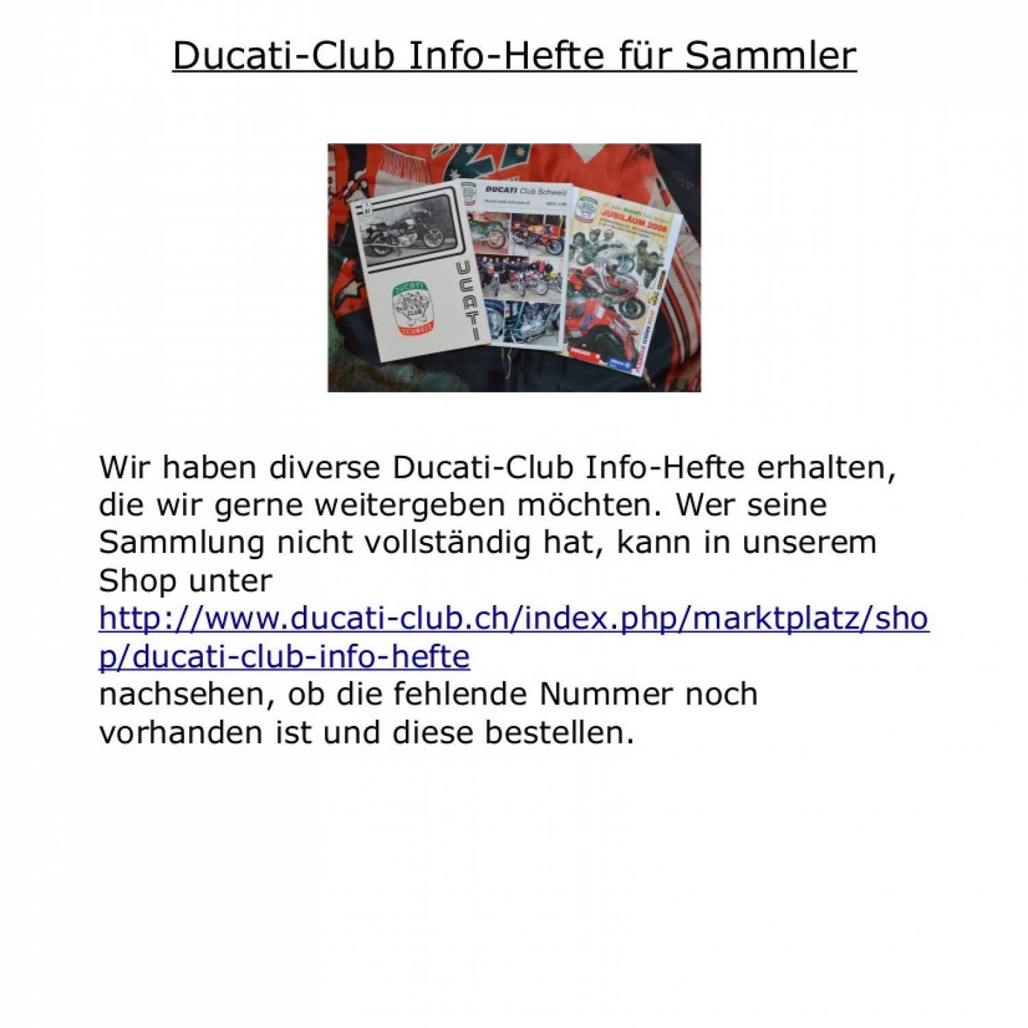 Ducati-Club Info für Sammler
